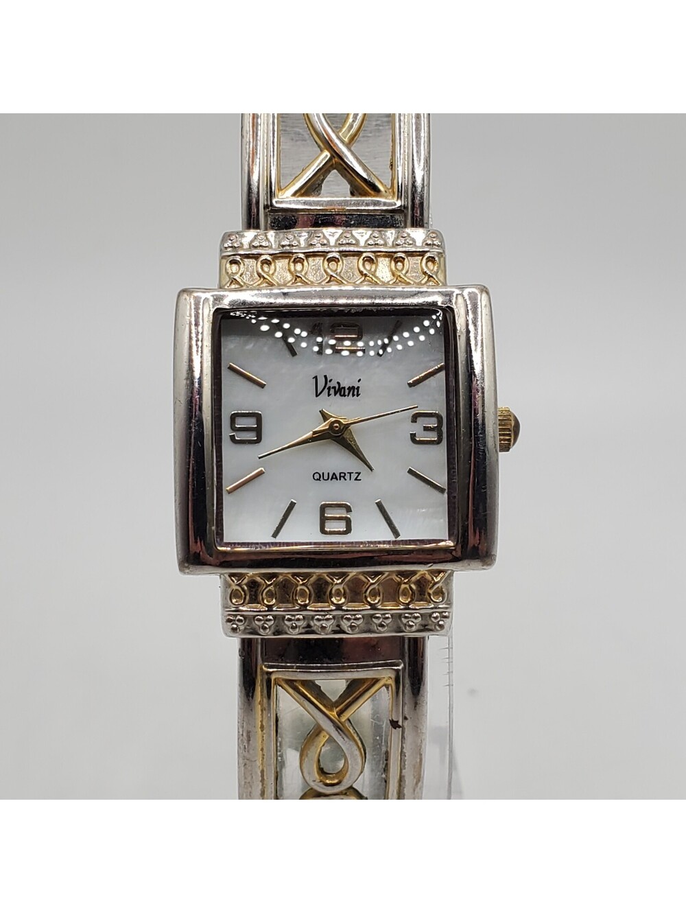Vivani Quartz Watch Womens 25mm Two-Tone Cuff Band New Battery